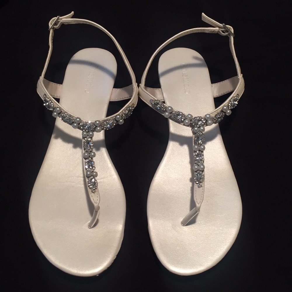 Rhinestone Wedding Sandals - Sz 9